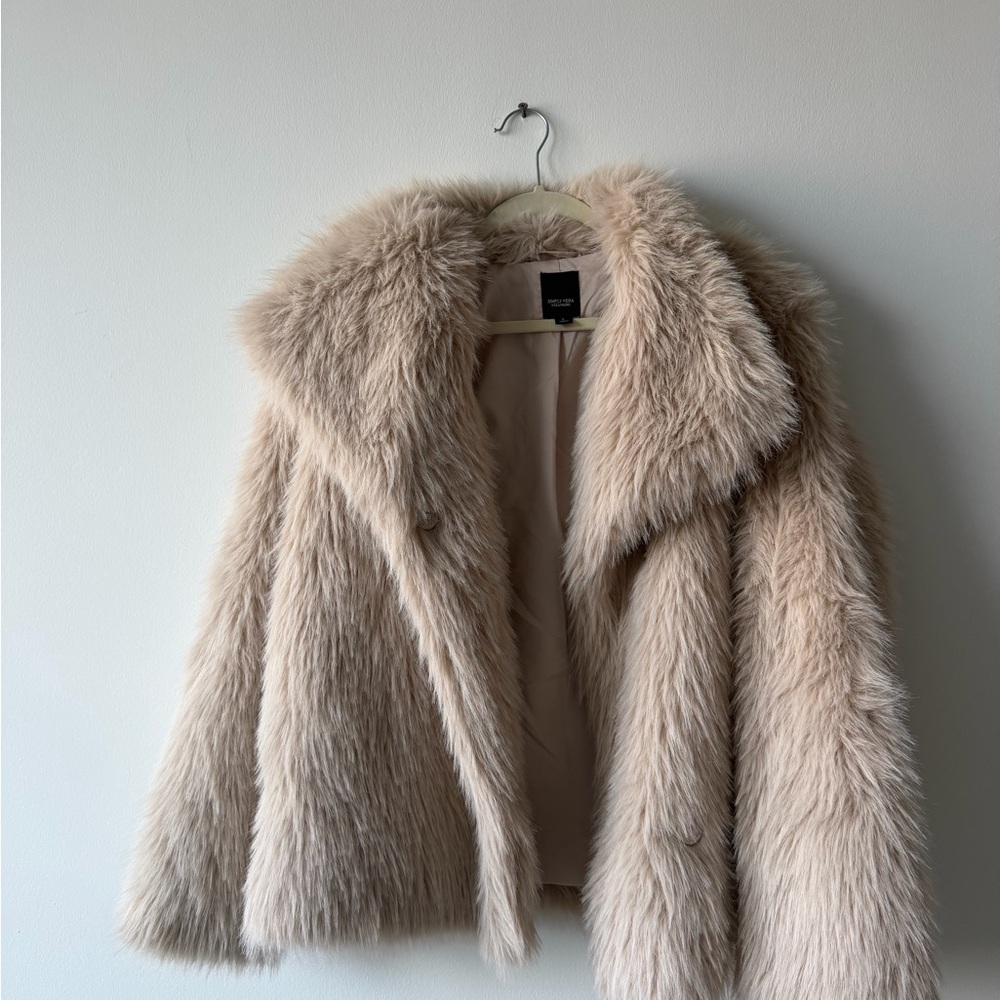 Simply Vera Vera Wang Tan Faux Fur Teddy Jacket